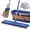 Mop & 5 microfiber mop pads & collapsible bucket, variant on Self Wringing Flat Mop and Collapsible Bucket Set - Hands-Free Wet & Dry Microfiber Mop with Built-in Squeegee &Washable Pads - Floor Cleaner for Hardwood, Laminate, and Tile