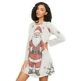 thumbnail image 3 of FORMRS Womens Long Sleeve Nightgowns Crew Neck Sleep Shirt Soft Pajamas Sizes S-3XL, Beige Christmas Santa, 3 of 8