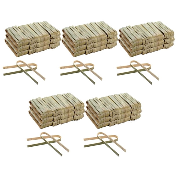 Paquete de 600 Mini Tenazas de Bambú, Tenazas Desechables de 4 Pulgadas, Mini Utensilios de Bambú Desechables EcolóGicos
