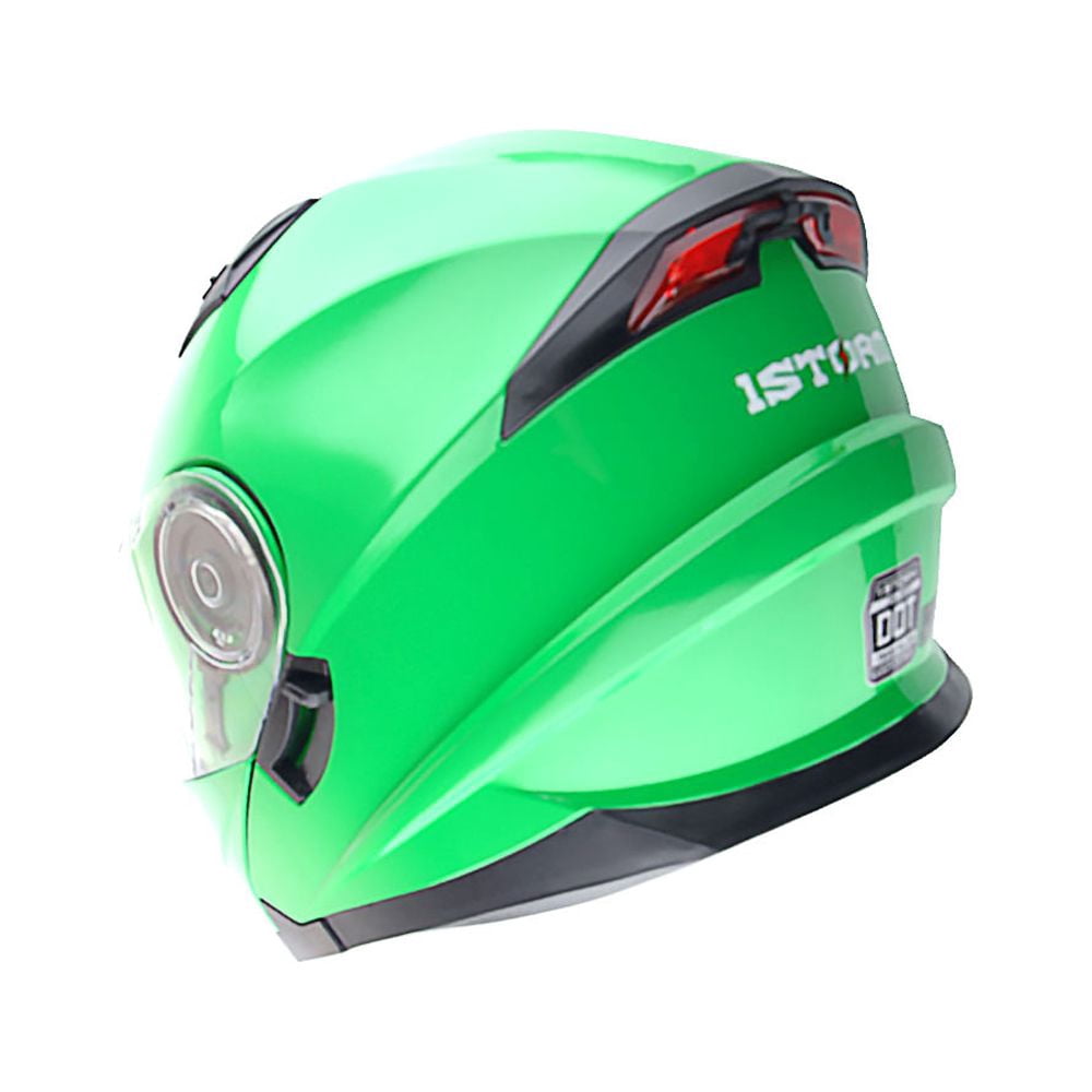 1Storm New Motorcycle Bike Modular Full Face Helmet NOLED901 Dual Visor Sun Shield: Glossy Green
