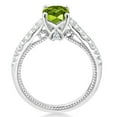 thumbnail image 3 of Gem Stone King 925 Sterling Silver Green Peridot and White Created Sapphire Engagement Ring for Women (1.12 Cttw, Cushion 6MM, Gemstone August Birthstone, Available in Size 5, 6, 7, 8, 9), 3 of 5