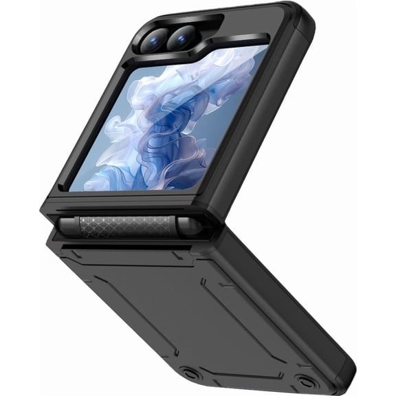 Nakedcellphone Skibidy Rizz Series for Samsung Galaxy Z Flip 6 Case, Hybrid Rugged Cover with Hidden Hinge Panel Protection for Z Flip6 Phone  - Black