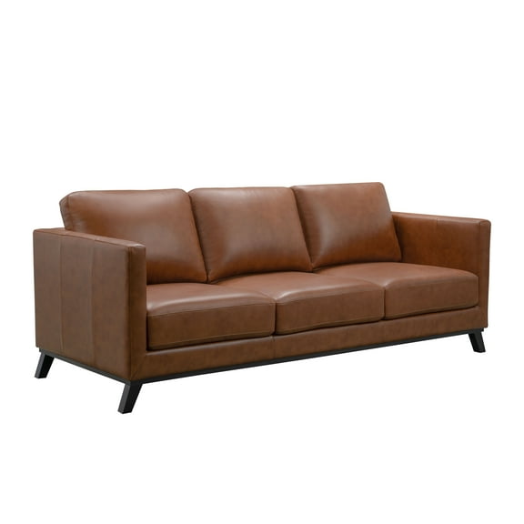 Devon & Claire Prado Mid-Century Top Grain Leather Sofa, Camel