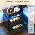 thumbnail image 5 of VanAcc Nightstand Set of 2 with Charging Station and LED Light, Modern Side Table with 2 Drawers and Open Storage Shelf, End Table for Bedroom, Black, 5 of 7