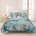 thumbnail image 3 of Full Quilt Set 78''x90'', Coastal Turtle Lightweight Bedspread Coverlet Set with 2 Pillow Shams, Nautical Eucalyptus Leaves Coral Seaweed Breathable All Season Quilt Bedding for Bedroom/Guest Room, 3 of 9