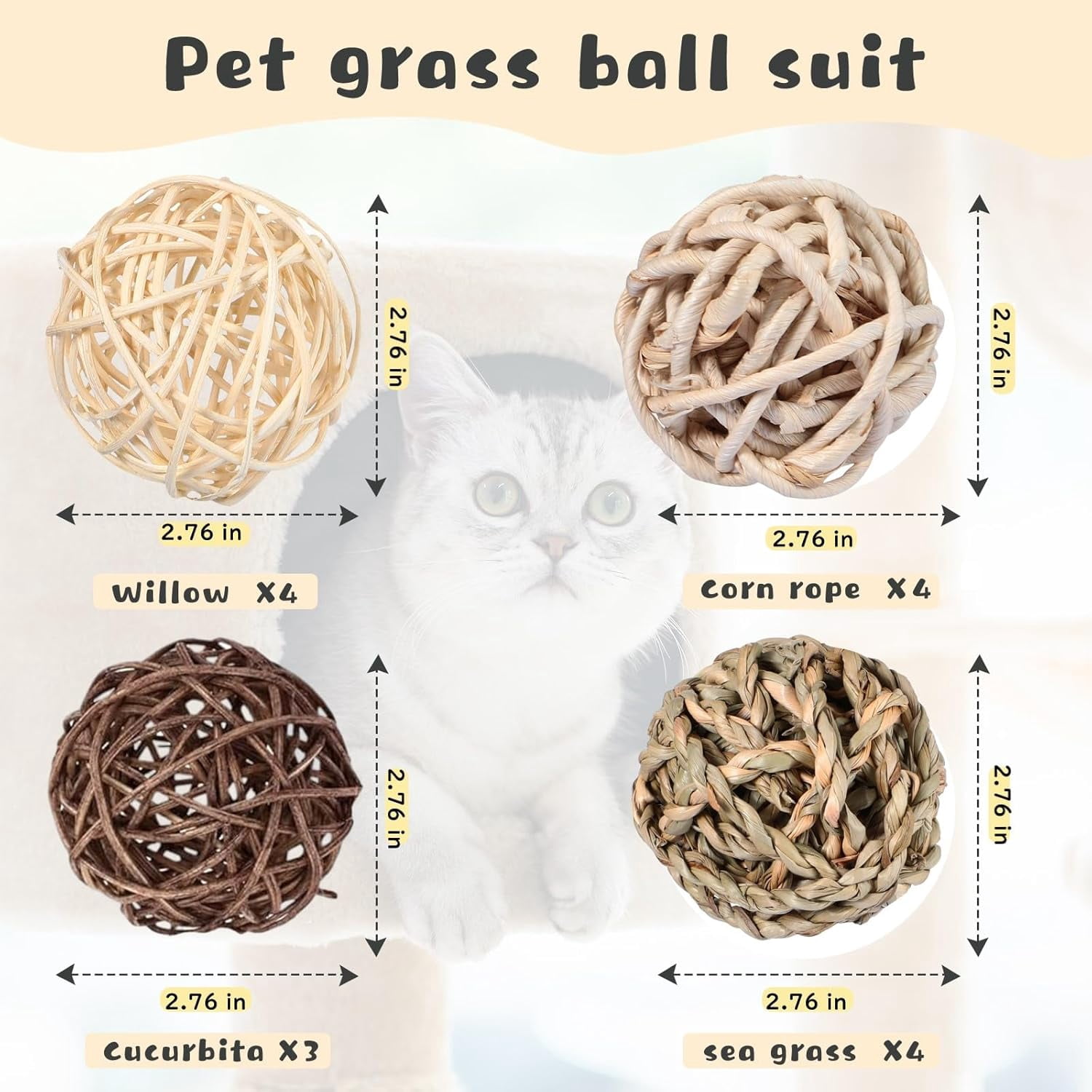 15 Pieces Small Animal Chew Balls Rabbits Bunny Treat Chew Toys Guinea Pigs Chinchilla Balls Rolling Activity Play Grass Toys for Pet Teeth Grinding Gnawing Biting Accessories(Classic Style)