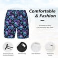 thumbnail image 3 of Naloa blue daisy Skull flower Print Men Swim Trunks with Compression Liner ,Board Shorts,Men's Swim Shorts with Drawstring and Elastic Waistband-Medium, 3 of 6