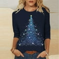 thumbnail image 2 of Christmas Costumes for Women Glitter Christmas Tree Shirt Womens 3/4 Sleeve Tops Crewneck Casual T Shirt Vacation Shirts, 2 of 5