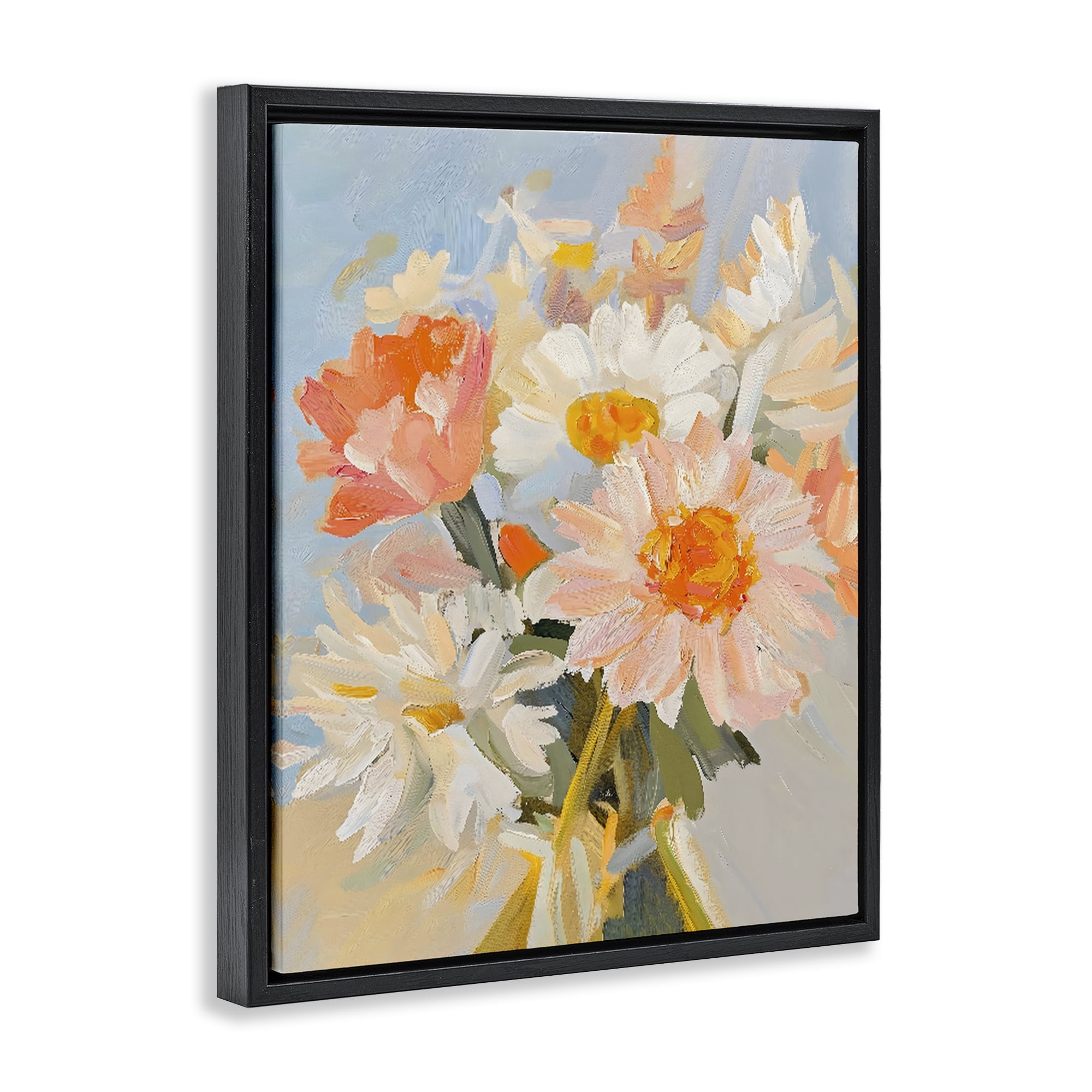 Stupell Industries Orange Spring Floral Bouquet Black Framed Floater Canvas Wall Art, design by The Prints Vibe
