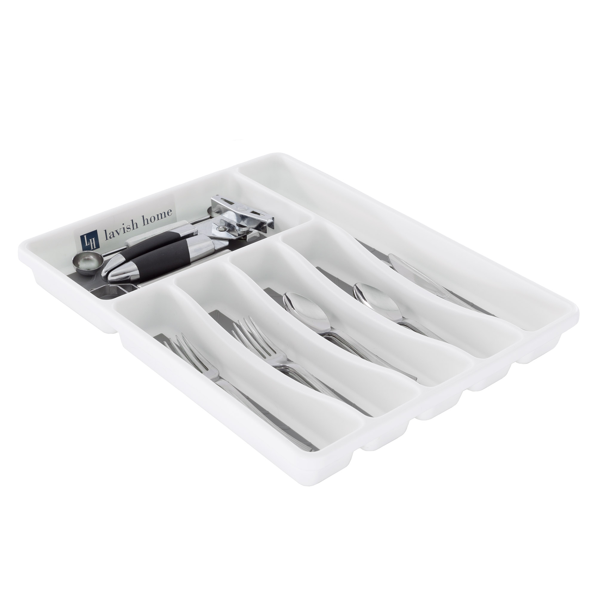 Lavish Home  1.75" Silverware Drawer Organizer with 6 Sections and Nonslip Tray - image 2 of 4