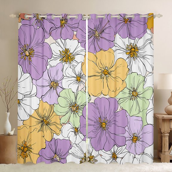Castle Fairy Chic Flowers Blackout Curtains Set of 2 (52x84 Each) for Girls Boys,Vintage Aesthetic Window Curtains,Floral Blossoms Curtains and Drapes,Super Cozy Room Decor
