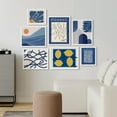 thumbnail image 3 of PixonSign Framed Canvas Print Wall Art Set - Blue & White Picasso Style Posters - Geometric Print Gallery Set of 7 Abstract Plants & Mountain Illustrations Digital Art Wall Décor for Home - White, 3 of 5