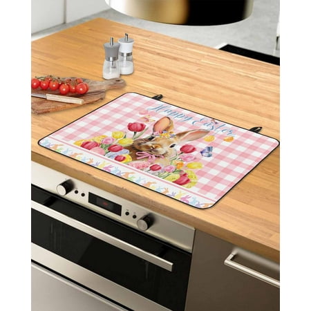 

Pink Plaid Bunny Easter Stove Top Covers for Electric Stove Heat Insulation Fireproof Glass Cooktop Cover Counter Top Glass Stove Cover for Prevent Scratches 29 x21 Colorful Tulip Eggs
