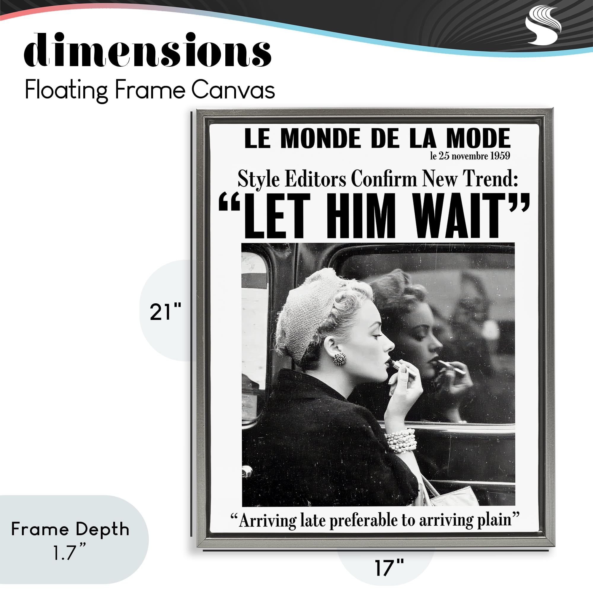 Stupell Industries Let Him Wait Advice Gray Framed Floater Canvas Wall Art, design by Annabelle Hall