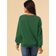 thumbnail image 5 of INSPIRE CHIC Sudadera de manga larga con cuello redondo y lentejuelas brillantes para mujer De color verde oscuro M, 5 of 6