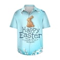 thumbnail image 3 of Camisa hawaiana de Pascua para hombres y mujeres Camisas hawaianas con cuello cubano y manga corta con botones para hombres y mujeres, 3 of 5