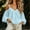 Light Blue, variant on Womens Cold Shoulder Blouse V Neck Puff Sleeve Spaghetti Strap Loose Fit Flowy Shirt Casual Summer Vacation Beach Everyday Wear Date Blusa Mujer