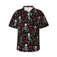 thumbnail image 6 of KLL Men's Hawaiian Shirt Short Sleeve Button Down Beach Shirts-Skeleton with Roses, 6 of 6