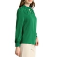 thumbnail image 5 of INSPIRE CHIC Women's Stand Collar Pleated Button Keyhole Button Blouse S Green-1, 5 of 8