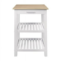 Sunrise Kitchen Island with American Maple Top - White & Natural
