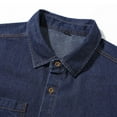 thumbnail image 4 of Denim Shirts for Men M-4X Plus Size Big & Tall Long Sleeve Button Up Collar Tops with Pockets Casual Solid Loungewear Lapel Tshirts Shirt, 4 of 7