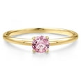 thumbnail image 3 of Gem Stone King 14K Yellow Gold Pink Lab Grown Diamond Engagement Ring for Women | 0.50 Cttw | Round 5MM | Gemstone April Birthstone | Size 8, 3 of 6