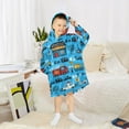 thumbnail image 6 of joogoo Wearable Blanket Hoodie for Kids Vehicles Cartoon Trucks Cars Flannel Oversized Sweatshirt 3-14 Years S, 6 of 7