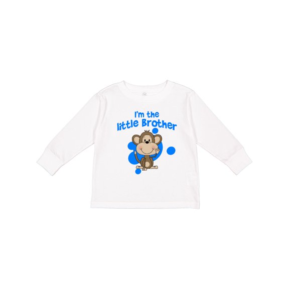Inktastic I'm The Little Brother with Cute Monkey Boys Long Sleeve Toddler T-Shirt