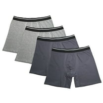 4PK Mens Boxer Briefs Black Cotton Breathable Underwear Soft Comfort Flex Fit