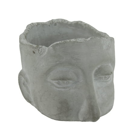 Weathered Finish Medium Sculptural Cement Head Planter 5 1/4 In. Tall