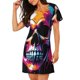 thumbnail image 2 of Easygdp Colorful Skull Camisón de manga corta para mujer, informal, estampado, 2 of 6