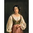 thumbnail image 2 of Wilhelm Marstrand 12x14 Black Ornate Wood Framed Double Matted Museum Art Print Titled: Standing Italian Woman. Study for a Goatherd Selling Milk (C. 1840), 2 of 5