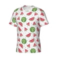 thumbnail image 3 of Yiaed Hand Drawn Watermelon Print Mens Short Sleeve Tight Fit T-Shirt, Crewneck Casual Tee-Small, 3 of 5
