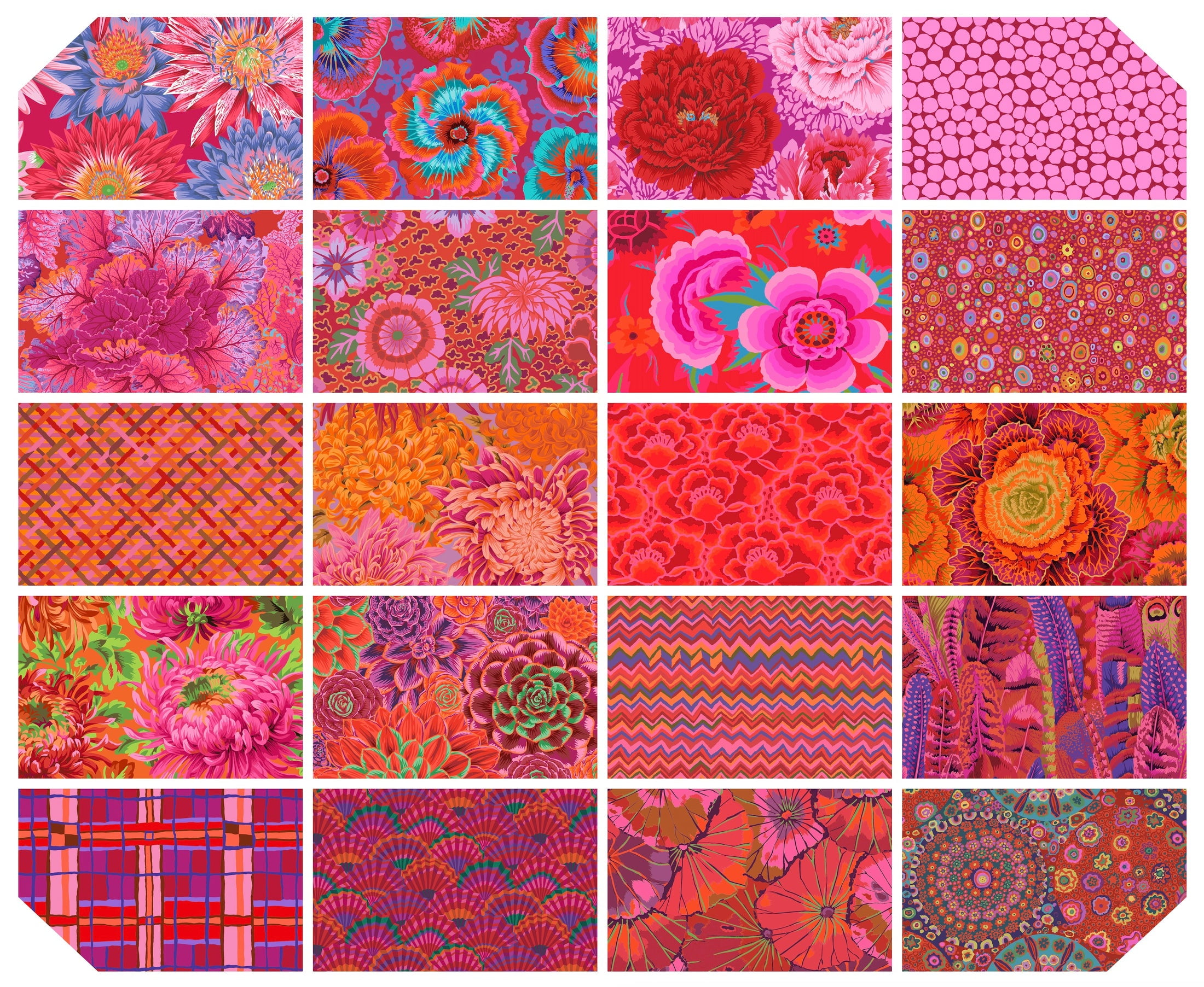 Jelly Roll - Kaffe Fassett Collective Ruby FreeSpirit Classics & Stash Classics Plus 40pc Design Roll 2.5" Strips Roll-Up Bundle Quilter's Cotton Fabric Precuts (FB4DRGP.RUBY) M421.23