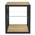thumbnail image 5 of Modern Industrial End Table Nightstand - Natural Wood &amp; Tempered Glass Top, 3-Tier Storage, 17.7" x 17.7" x 21", Metal Frame for Living Room &amp; Bedroom, 5 of 10