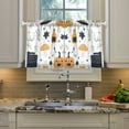 thumbnail image 2 of Yayeee Kitchen Curtains Light Filtering 27"x36" Rod Pocket Short Cafe Window Panel, White Halloween Pattern, 2 of 7