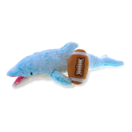 DolliBu Dolphin Stuffed Animal with Football Plush - Soft Huggable Dolphin Adorable Playtime Plush Toy Cute Ocean Life Gift Football Plush Doll Animal Toy for Kids and Adults - 18 Inch
