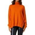 thumbnail image 1 of Suéter de cuello alto para mujer INSPIRE CHIC, tops para un guardarropa de invierno elegante, 2XL, naranja, 1 of 6