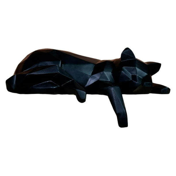 Estatua de gato, figura geométrica de gato, regalo artesanal, obra de arte, decoración del hogar, resina Gato mentiroso
