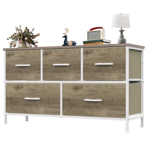 edx 5-Drawer Fabric Dresser, Gray
