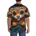 thumbnail image 3 of Lsque Playful Leopard Art print Men's Cuban Collar Short Sleeve Shirt Summer Beachwear Casual Button Down Fashionable Vacation Leisure Shirt-4X-Large, 3 of 7