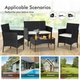 thumbnail image 6 of 4 Pcs Rattan Outdoor Bistro Set, Contemporary Wicker Chairs Conversation Set, Outdoor Patio Furniture Sets with Coffee Table and 4 Seats for Backyard Porch Poolside, Weather and UV Resistant, GE012, 6 of 10