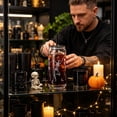 thumbnail image 6 of 20 oz Halloween Dancing Skeleton Glass Tumbler, Can‑Shaped Iced Coffee Glass Cup with Lid and Straw, Spooky Skeleton Print Drinking Glass for Halloween Party, Home Office Cold Drinks, 6 of 6