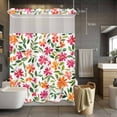 thumbnail image 5 of Spring Floral No Hooks Shower Curtain with Snap-in Liner Watercolor Pink Orange Flower Green Leaf Farmhouse Shower Curtains for Bathroom, Waterproof, Easy Install, Washable 72"x84", 5 of 9