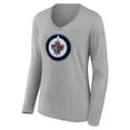 thumbnail image 2 of Women's Heather Gray Winnipeg Jets Primary Logo Team Long Sleeve V-Neck T-Shirt, 2 of 3