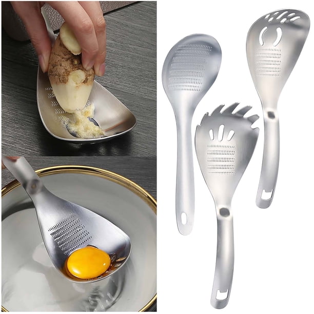 Cuchara para moler rallador de jengibre | Herramienta de molinillo de especias de ajo de cocina | Utensilio portátil eficiente para la preparación de alimentos | Material duradero y fácil de limpiar