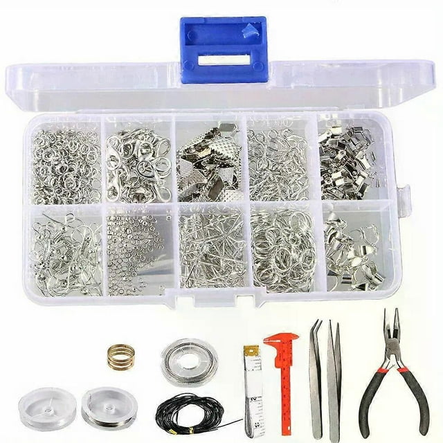Jewelry Making Kit: Beading Tools Craft Supplies for Silver Bead DIY