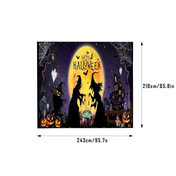 XMMSWDLA Large Halloween Garage Door Decorations, 7 x 14.6 Ft Halloween Garage Door Cover Banner Backdrop Wall Background Halloween Party Decorations for Home Outdoor Wall Door Halloween Decoration