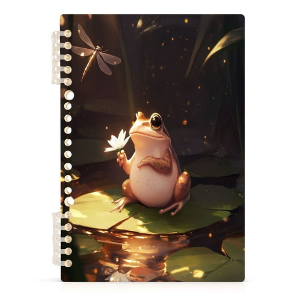 Cartoon Frog A5 8.3x5.7in PP Notebook, Adjustable Rings, 60 Sheets, Diary or Journey Note