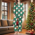 thumbnail image 2 of Lorytime Christmas Pjs Set Women Long Sleeve Santa Claus Collared Tops Elastic Waist Pants Festive Loungewear, 2 of 7
